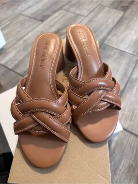 Steve Madden Braided Tan Slide Mules